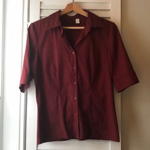 Brass Plum short sleeve burgundy blouse